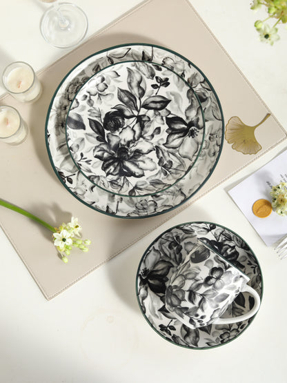 🌙 Midnight Bloom- 16 pcs Handmade Matte Ceramic Dinner Set