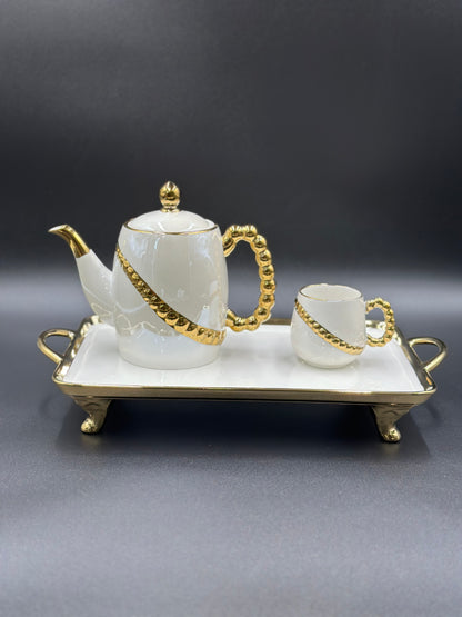 8 Pcs Elegant 24K Golden Spiral Tea Set With Tray ☕️