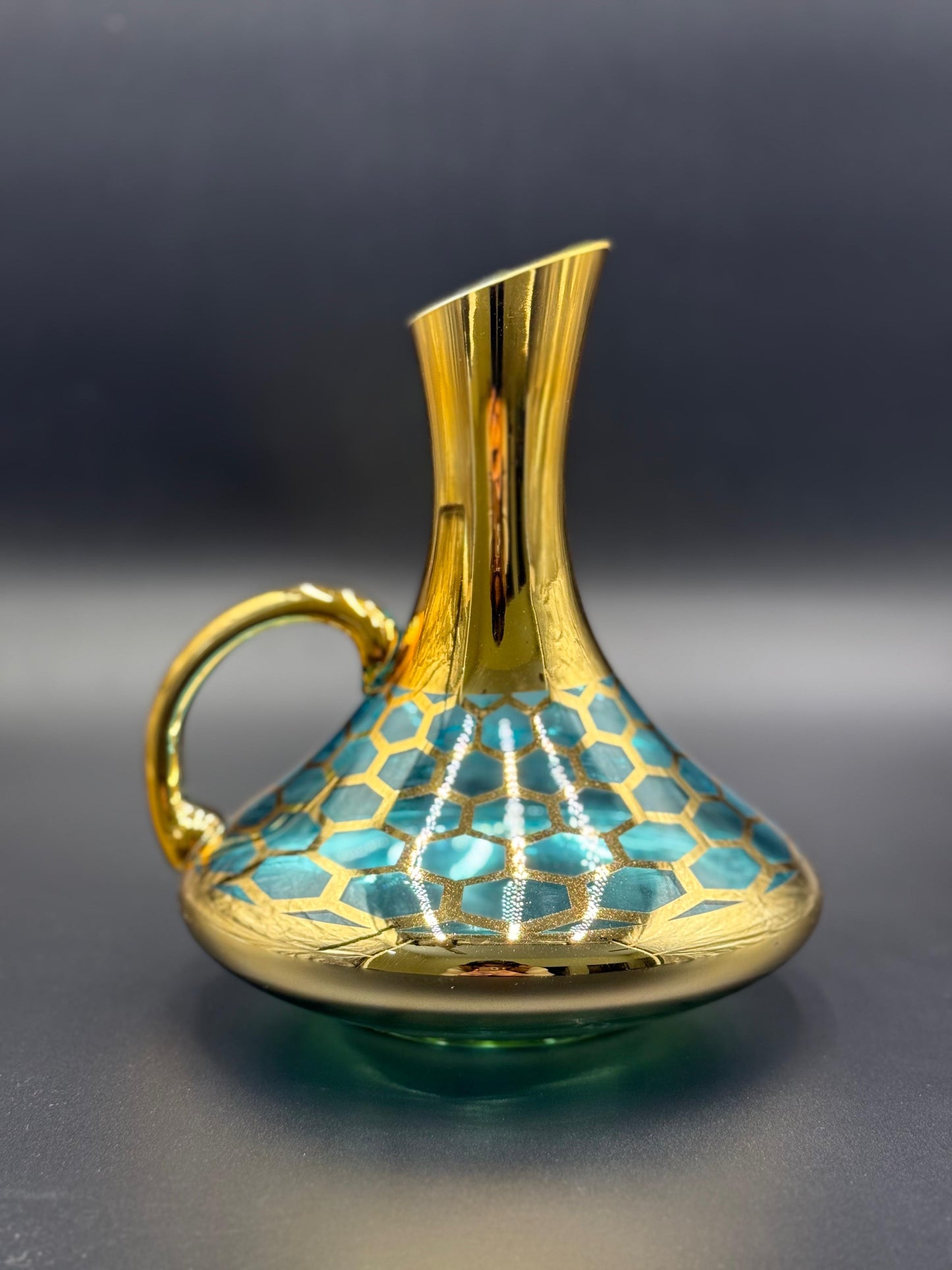 24K Gold Plated 7 Pcs Turkey Blue Glass Waterset