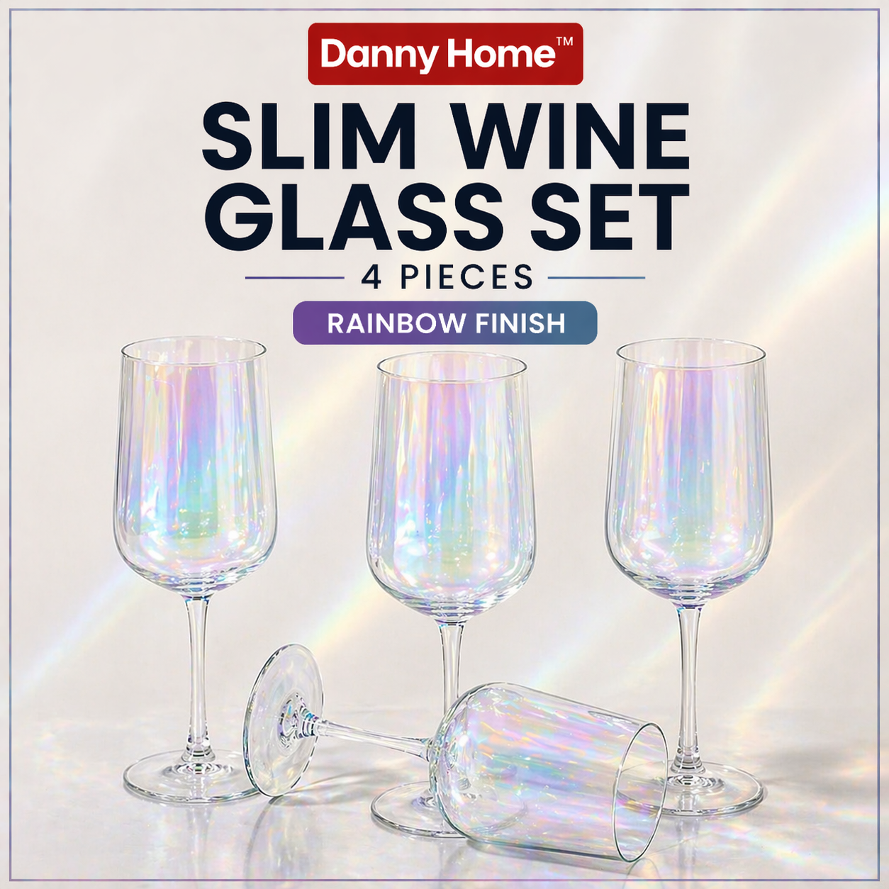 4 Pcs Danny Home Slim Rainbow Wine Glass Set
