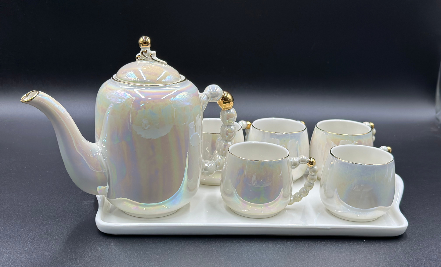 8 Pcs Elegant Rainbow Shade Tea Set With Tray ☕️