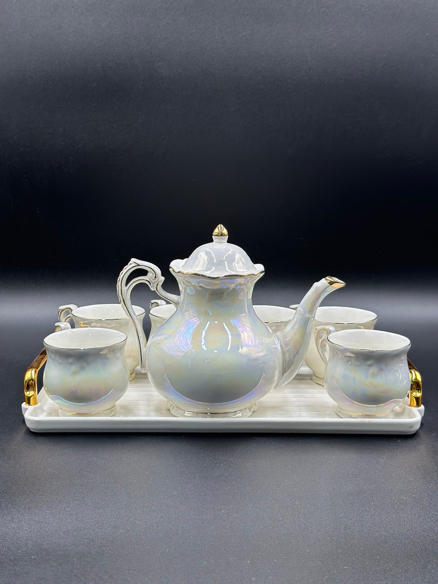 8 Pcs Elegant Rainbow Shade Tea Set With Tray ☕️