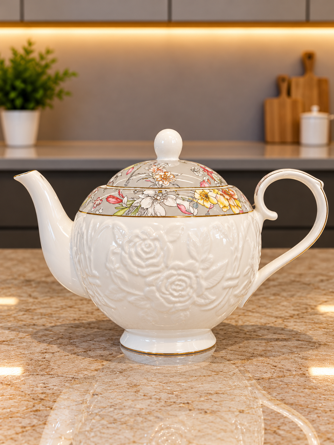 24 Pcs Floral Embossed Tea Set
