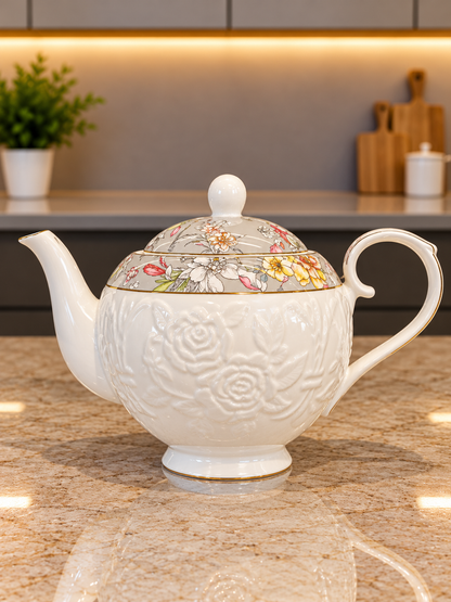 24 Pcs Floral Embossed Tea Set