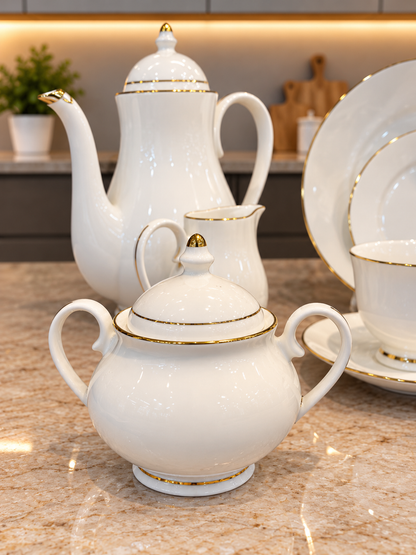 24 Pcs Pure Ivory Bone China Tea Set