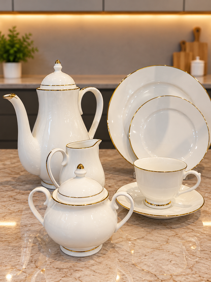 24 Pcs Pure Ivory Bone China Tea Set