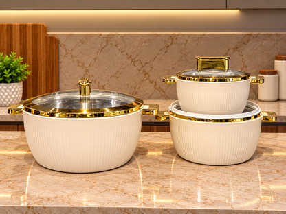 3 Pcs Pink Blossom Hot Pot Set