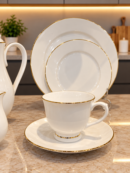 24 Pcs Pure Ivory Bone China Tea Set