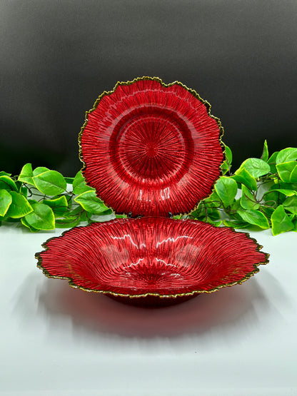 Red Glass Flower Turkish Platter 
 🌺