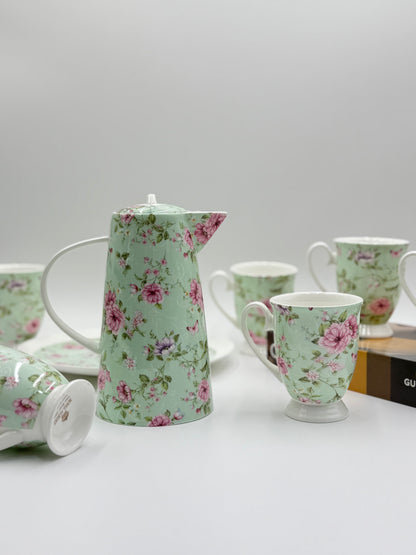 8 Pcs Royal Albert Blossom Rose Mist Tea Set with Round Plate 💐