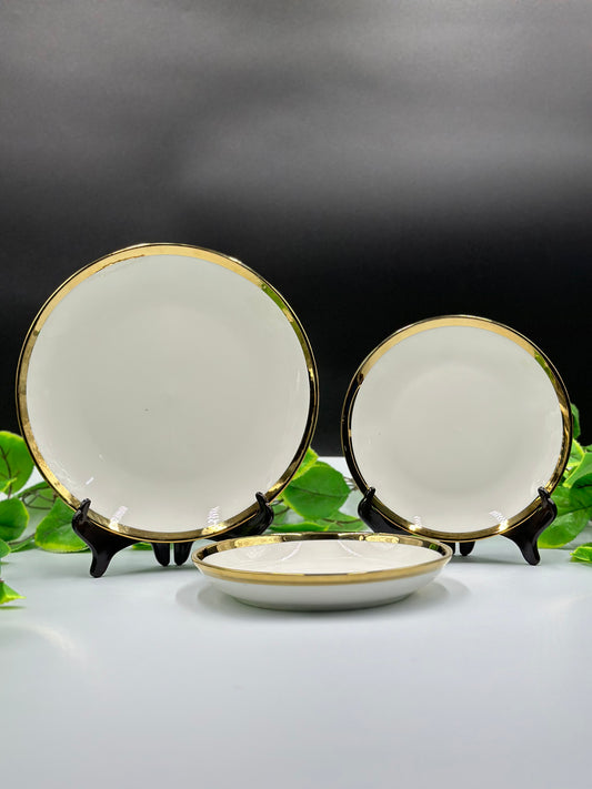 18 Pcs Decent Gold Rim Fine Bone China Flat Plate Set 🍽️✨