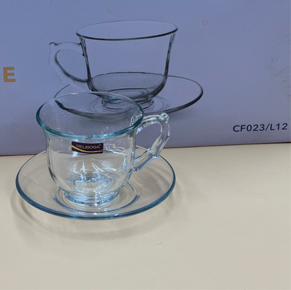 12 Pcs DELISOGA Fine Glass Cup & Saucer Set ☕️✨