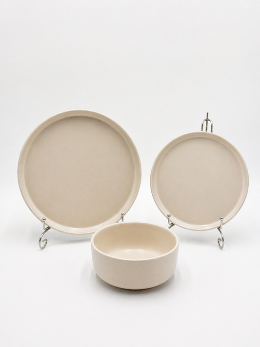 12 Pcs Matte Beige Glazed Stoneware Breakfast Set ✨