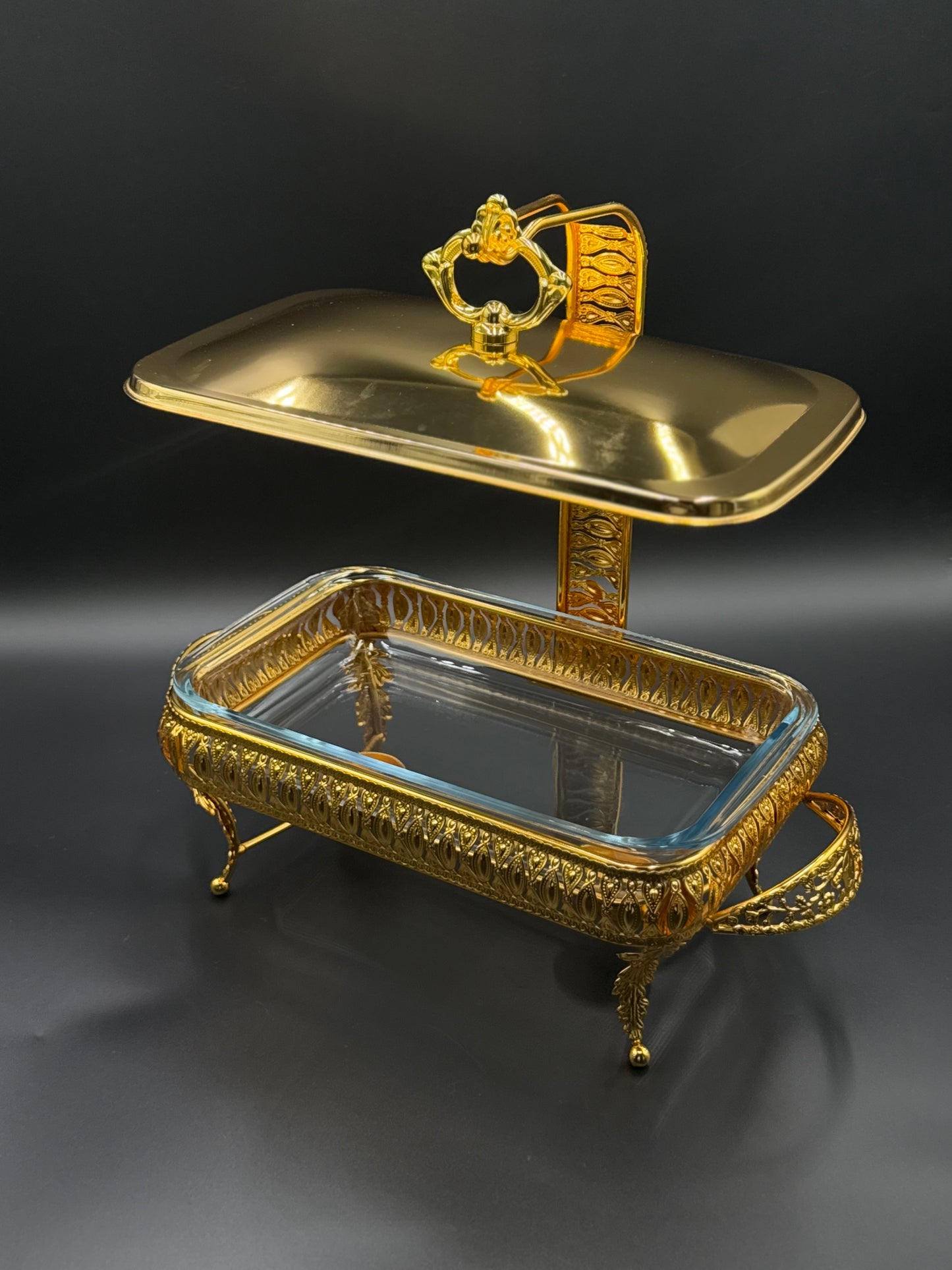 2L Rectangular Golden Buffet Dish with Hanging ✨