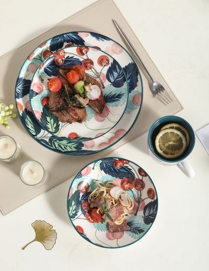 🍒 Cherry Bloom- 16 pcs Handmade Matte Ceramic Dinner Set