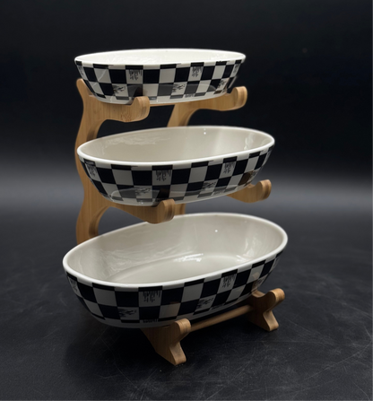 3 Tier Box Pattern Ceramic Food Serving Rack✨