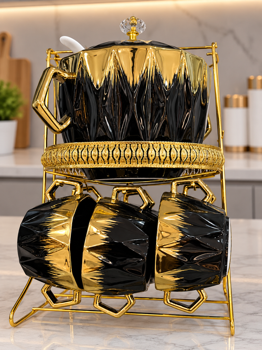 22 Pcs Monochrome Gold Soup Set