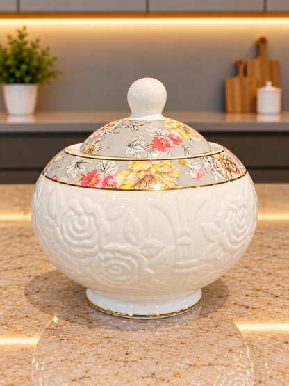 24 Pcs Floral Embossed Tea Set
