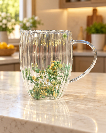 Double Wall Bloom Turkish Glass Mug