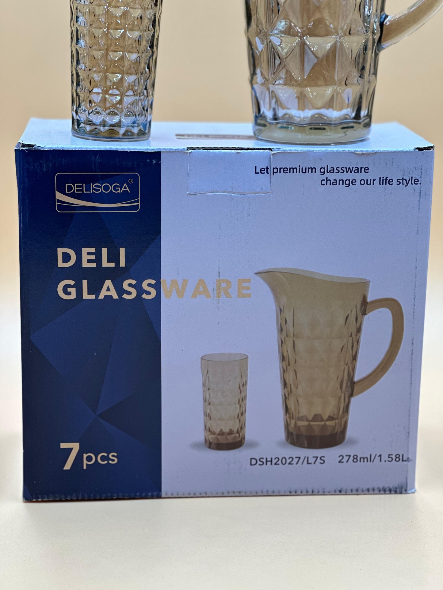 7 Pcs DELISOGA Fine Textured Glass Water Set 🥂✨