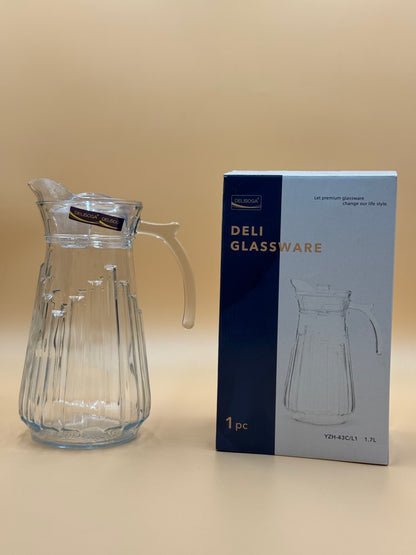 1700 ML DELISOGA Fine Textured Glass Water Jug with Lid✨