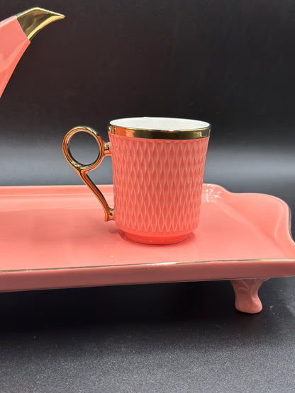 Ring Handle ☕ - 8 PCS Tea Set With Tray