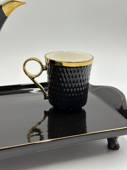 Ring Handle ☕ - 8 PCS Tea Set With Tray