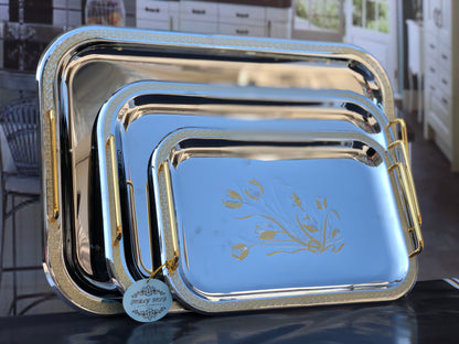 3pcs Stainless Steel Tray Set