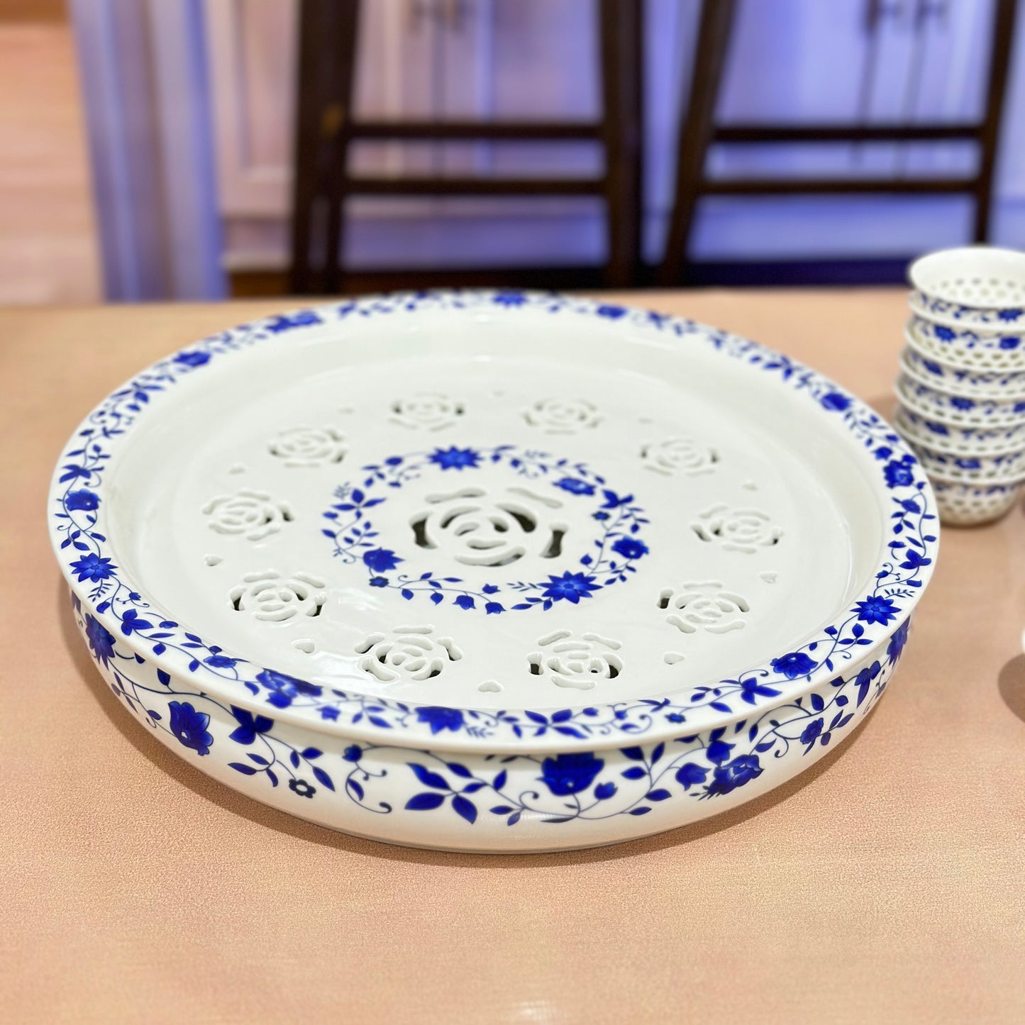 16pcs Blue Flowers Bone China Kehwa Gift Set 🫖