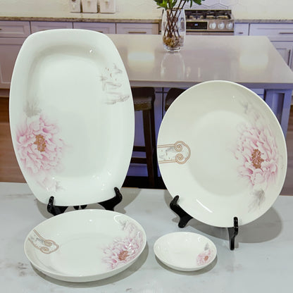 Pink Blossom Bliss - 48 Pcs Bone China Chinese Dinner Set 🌸✨