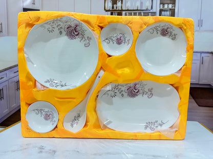 46 Pcs Bone China Flower Chinese Soup Set 🌸✨