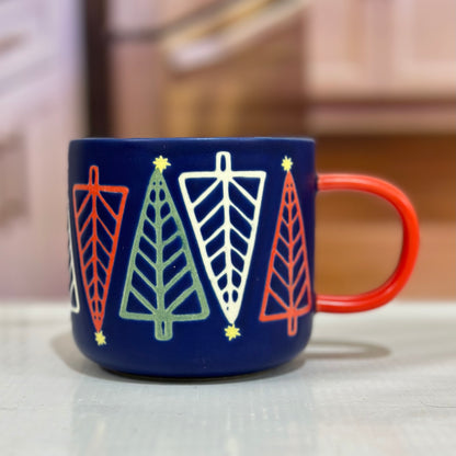 Navy Blue Tree Matt Mug