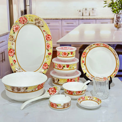 56pcs Super Bone China Chinese Dinner Set with Cake Platter 🍜🍰