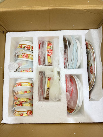 56pcs Super Bone China Chinese Dinner Set with Cake Platter 🍜🍰