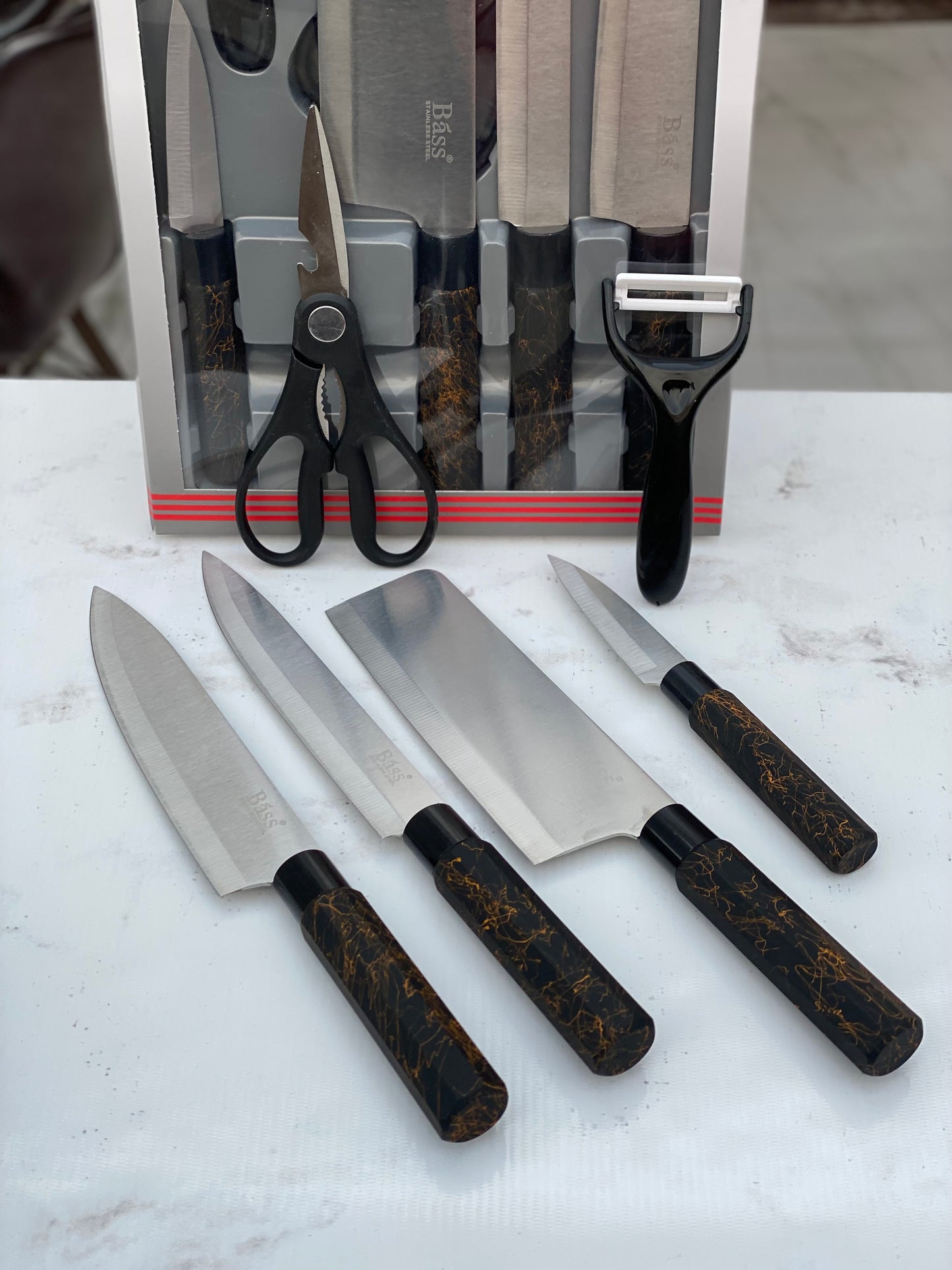 6pcs Bass Stainless Steel Knife Set-