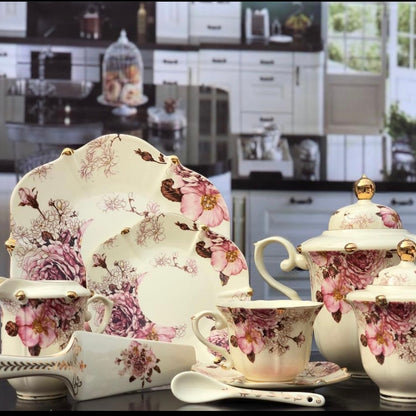 Tea Delight ☕🌷 - 31 Pcs Tea Set with Cake Set