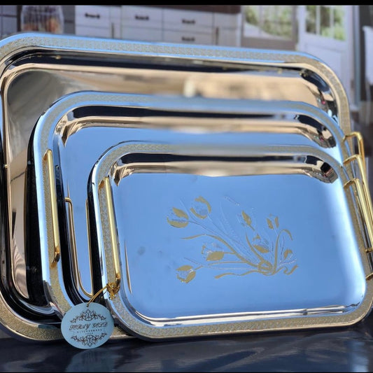 3pcs Stainless Steel Tray Set