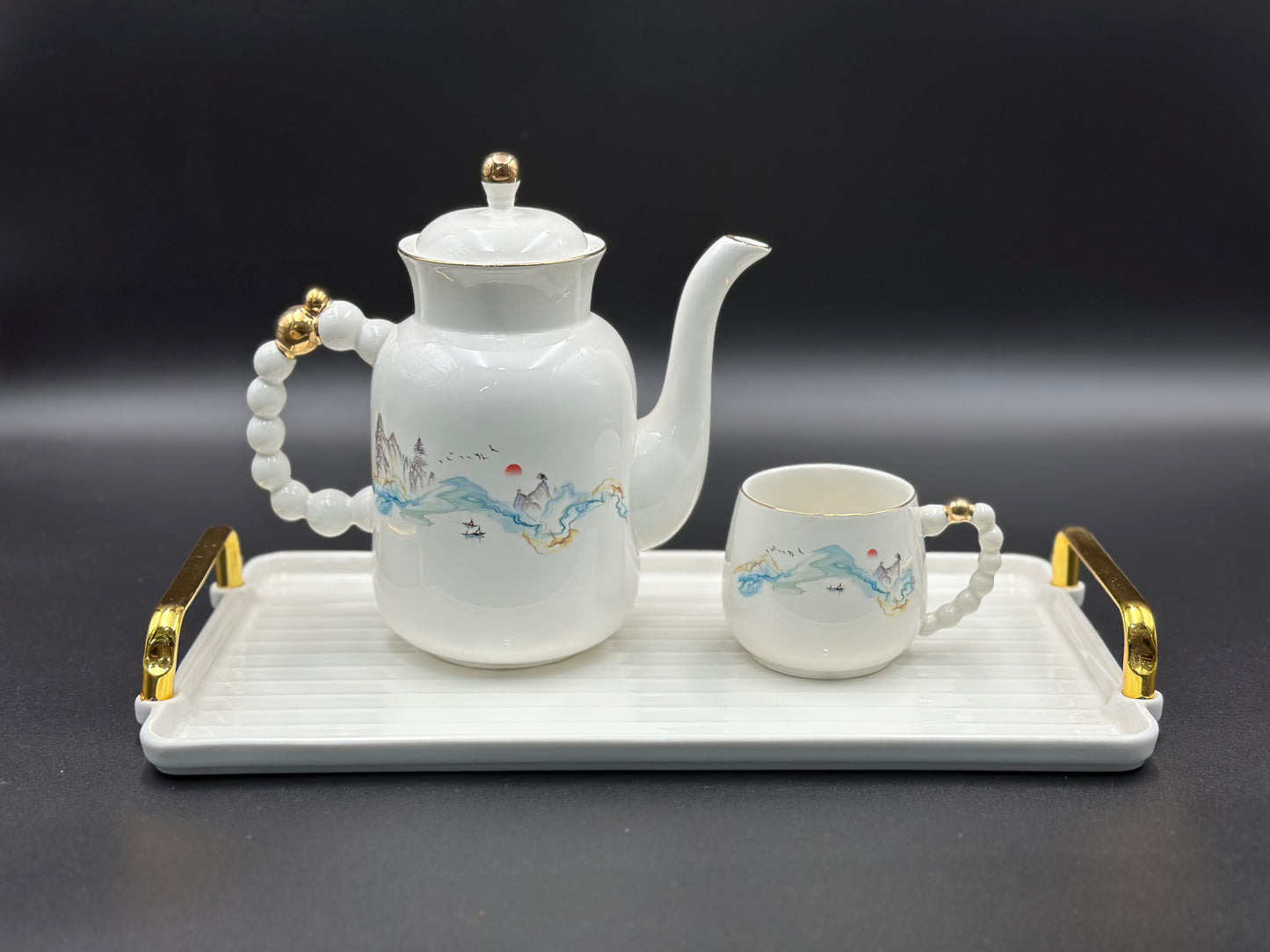 Elegant Scenery ☕ - 8 PCS Tea Set With Tray