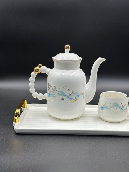 Elegant Scenery ☕ - 8 PCS Tea Set With Tray