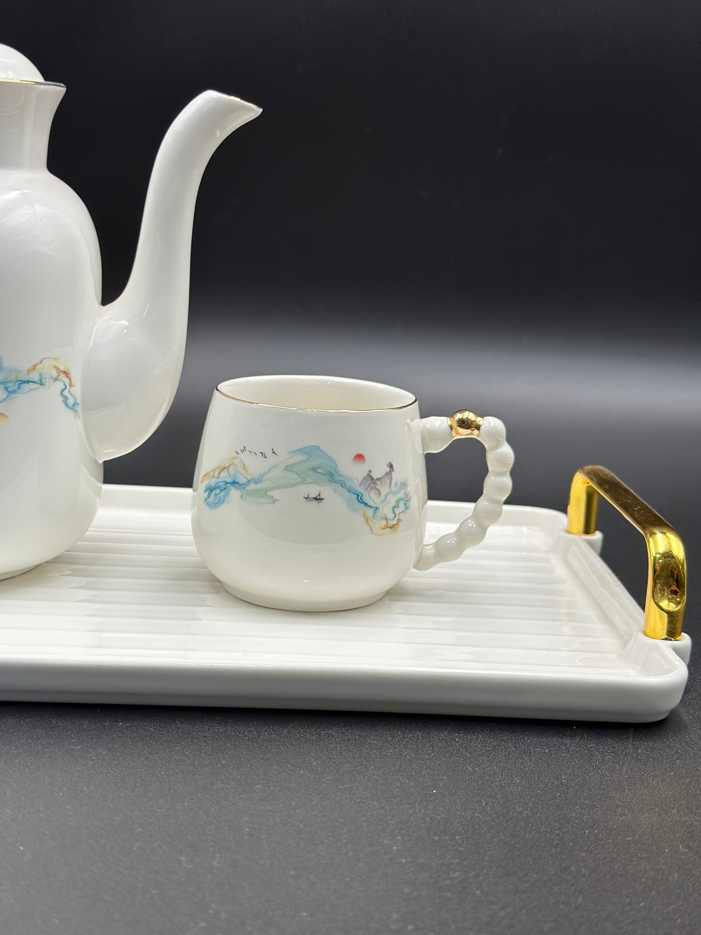 Elegant Scenery ☕ - 8 PCS Tea Set With Tray