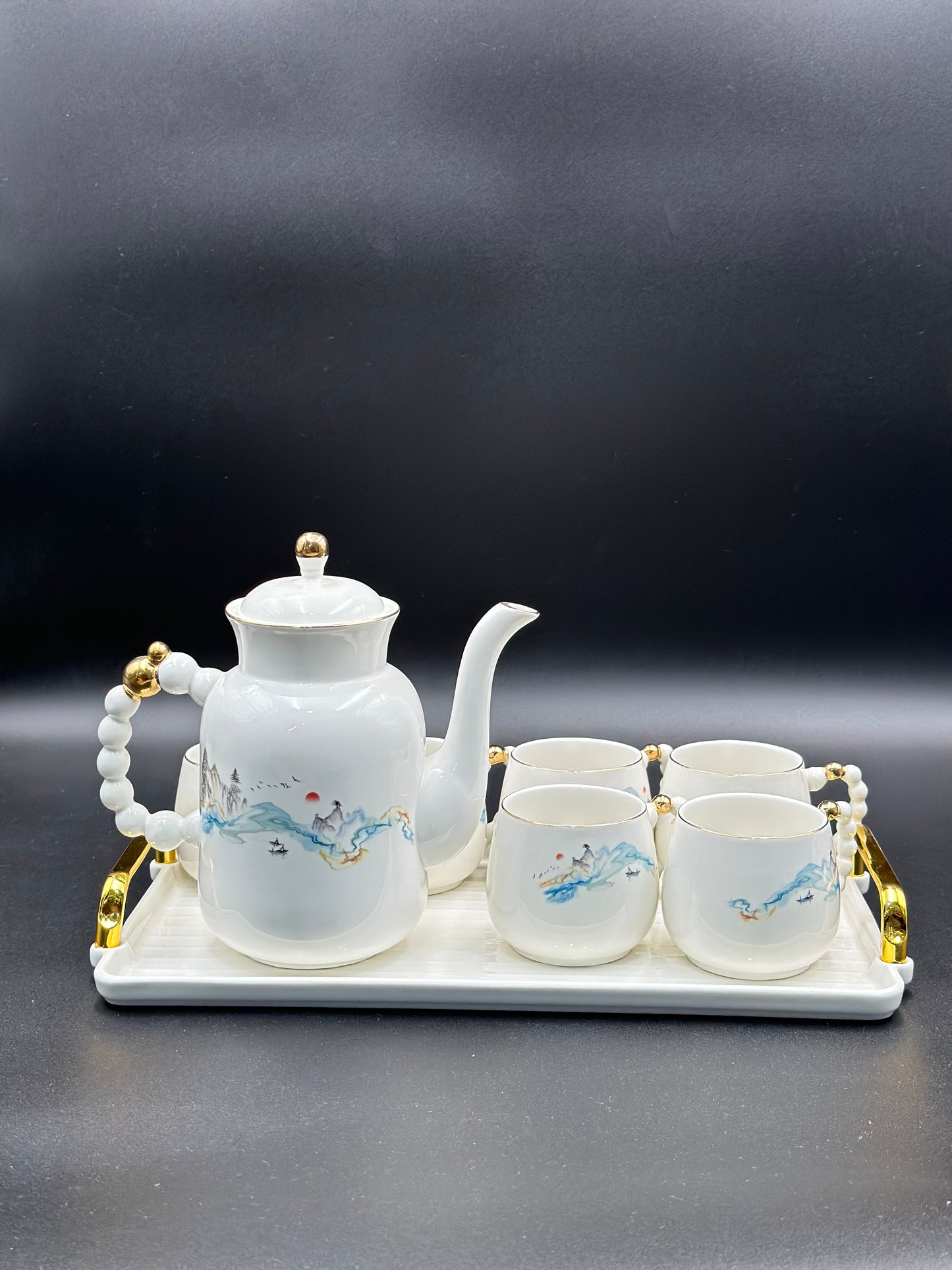 Elegant Scenery ☕ - 8 PCS Tea Set With Tray