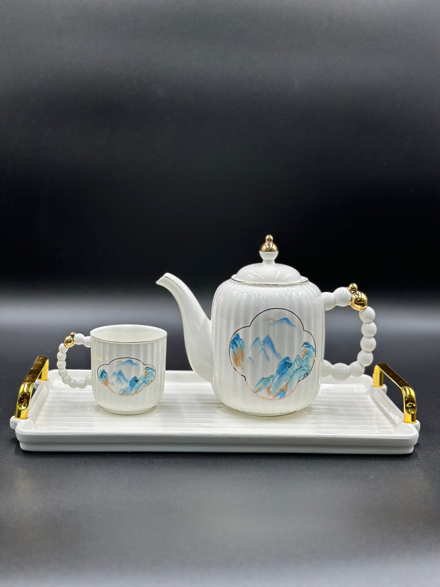 Elegant Scenery ☕ - 8 PCS Tea Set With Tray