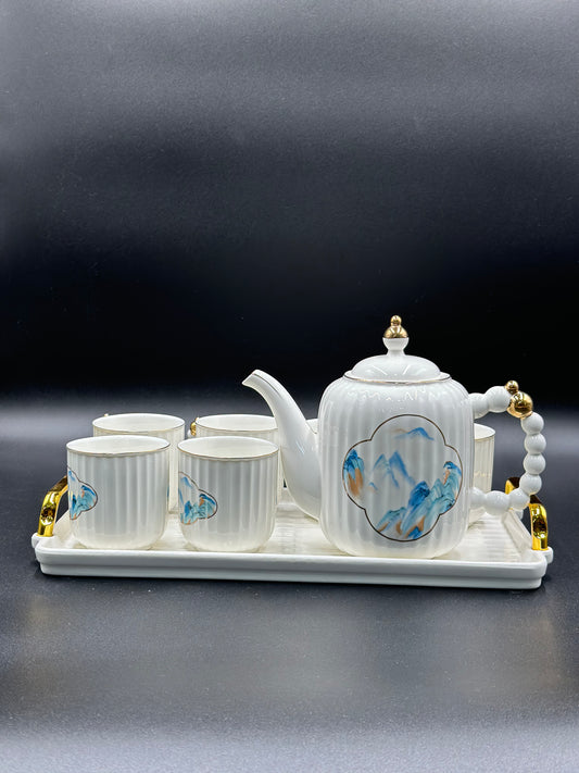 Elegant Scenery ☕ - 8 PCS Tea Set With Tray