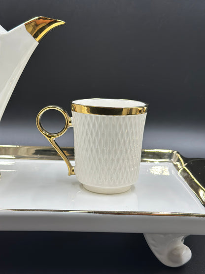 Ring Handle ☕ - 8 PCS Tea Set With Tray