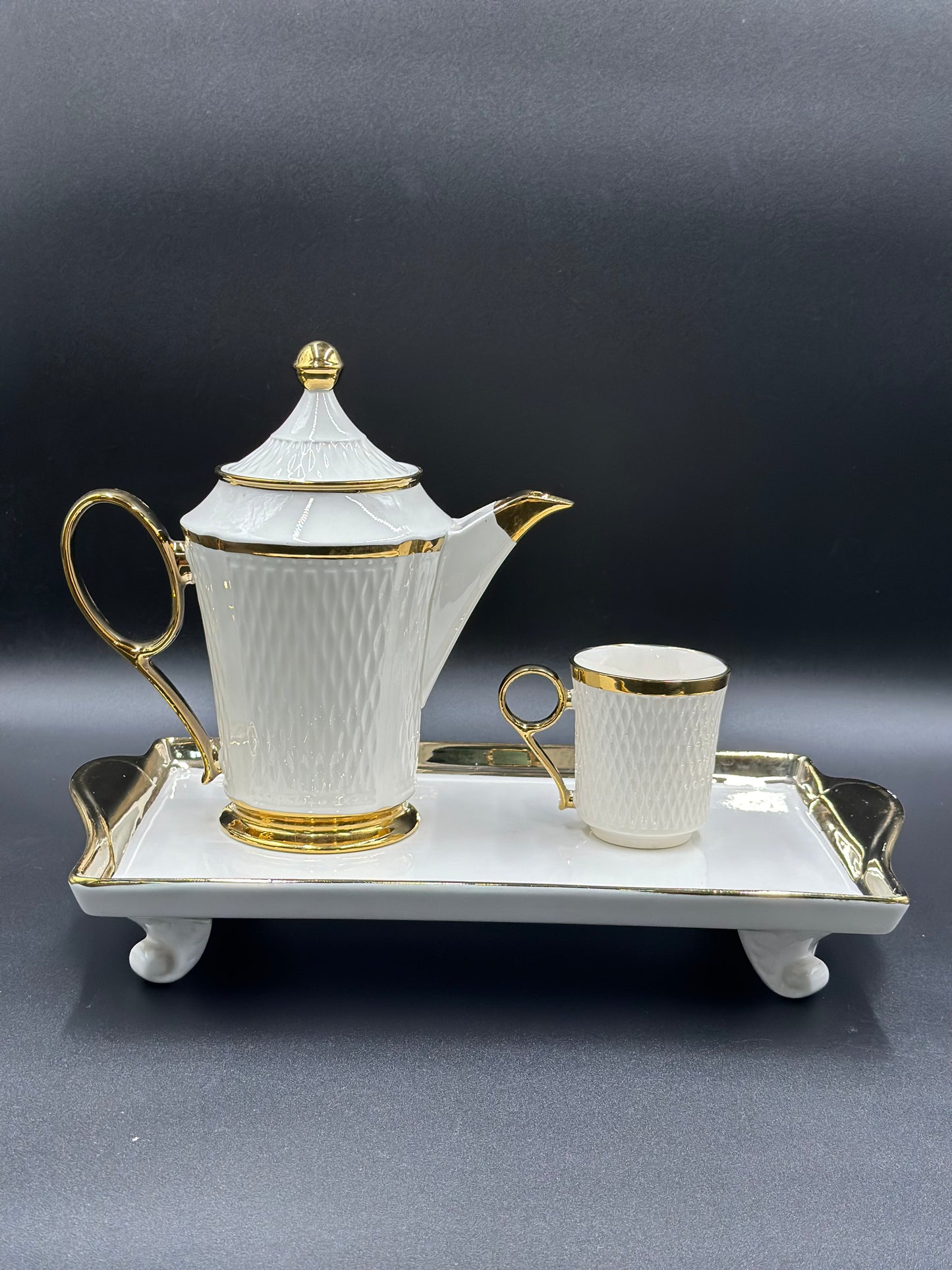 Ring Handle ☕ - 8 PCS Tea Set With Tray