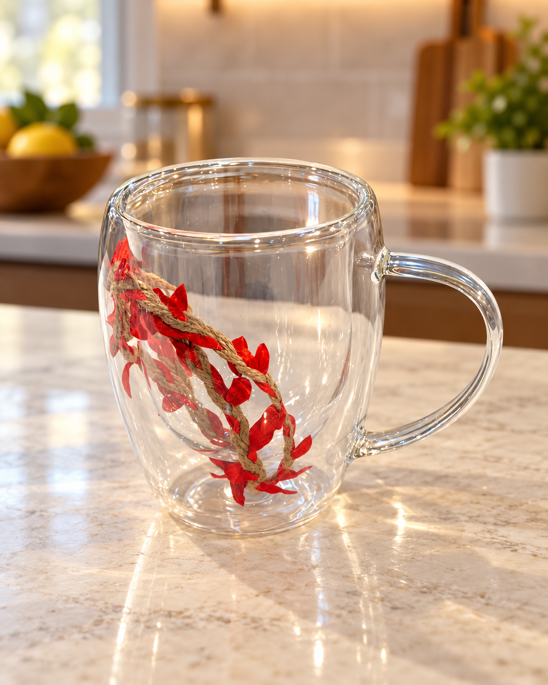 Ribbon Rope Double Wall Turkish Mug