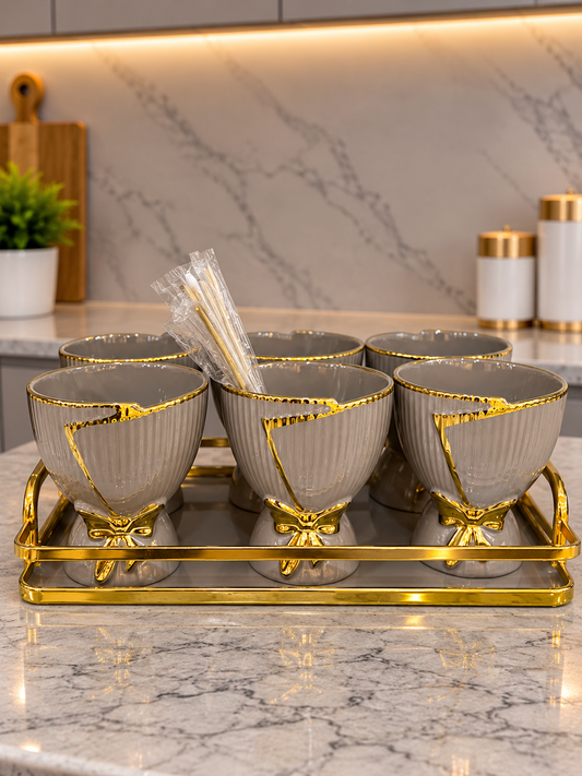 12 Pcs Sweet Scoop Ice Cream Set with Tray