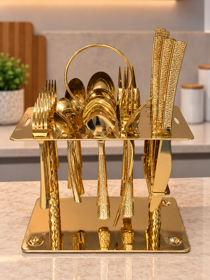 30 Pcs Golden Stainless Steel Cutlery Set