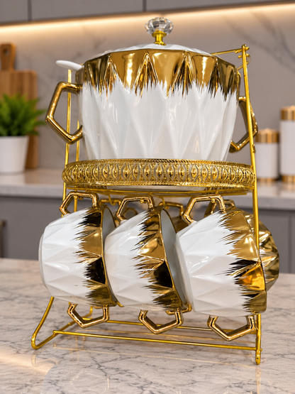 22 Pcs Monochrome Gold Soup Set