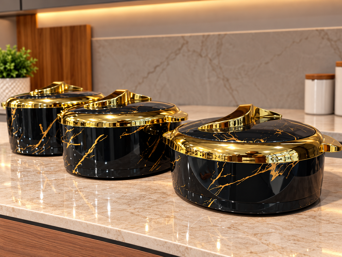 3 Pcs Marble Hot Pot Set